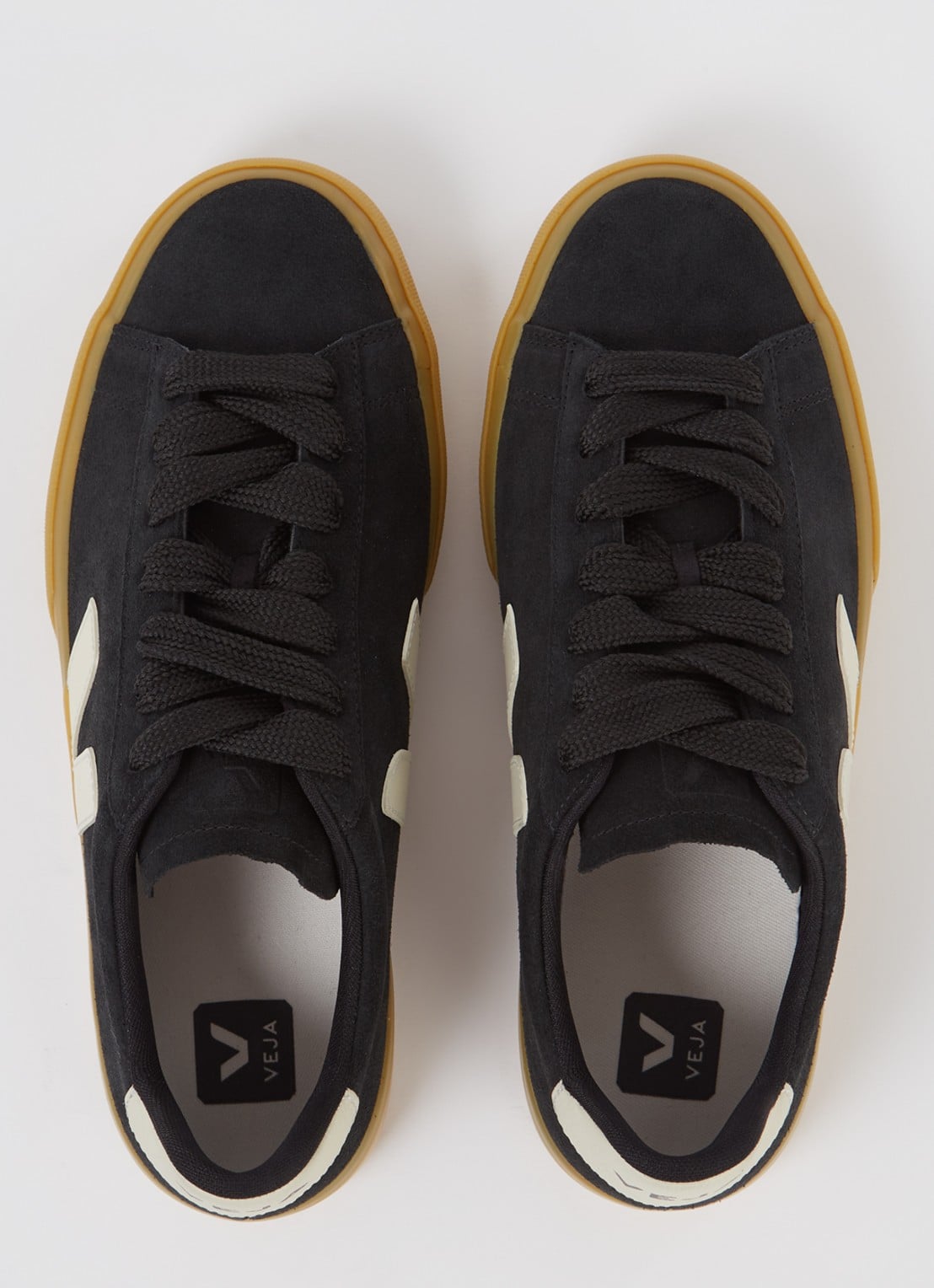 Veja Campo sneaker van suède met leren details - detail 3 zwart