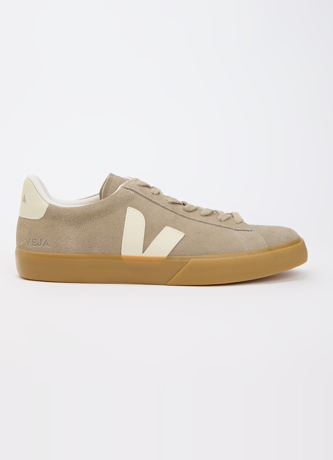 Veja Campo sneaker van suède - voorkant donkerbeige