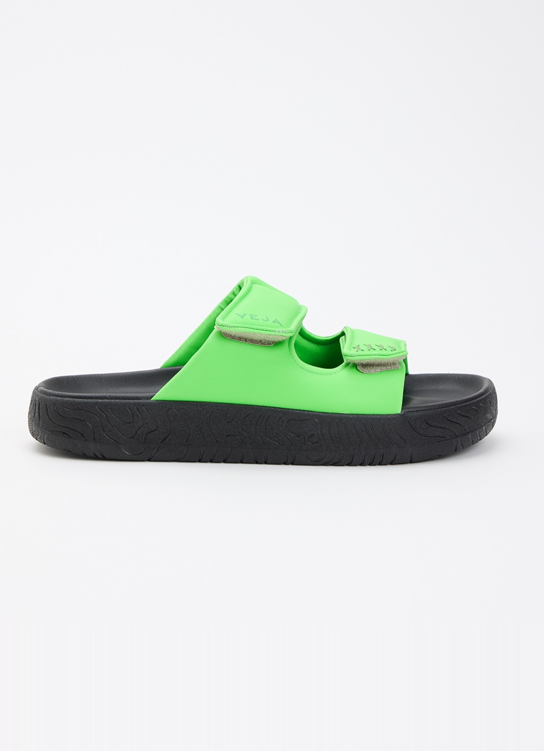 Veja Etna slipper van leer met logo - voorkant 5 neongroen