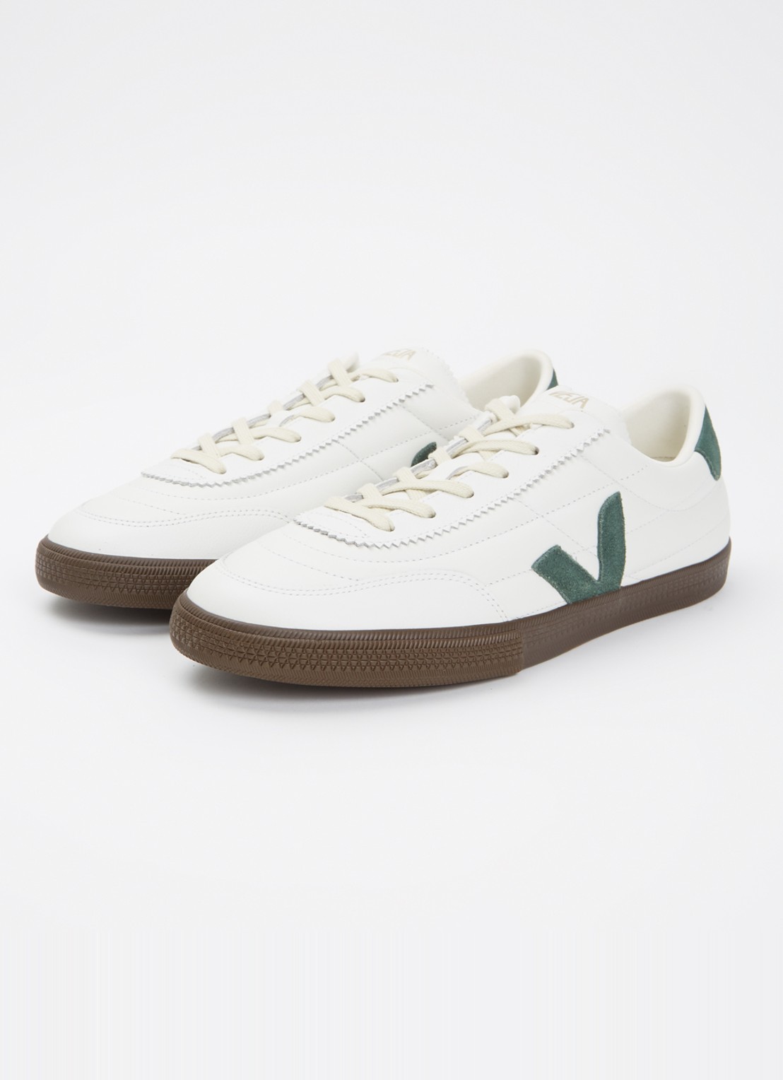 Veja Panenka sneaker van leer met suède details - detail 2 donkergroen