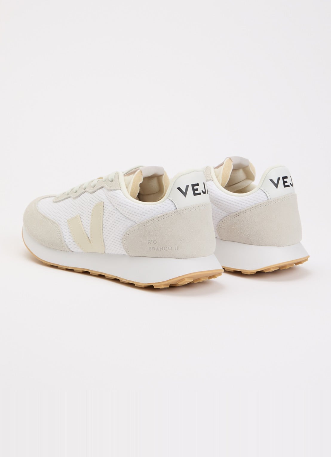 Veja Rio Branco II sneaker met suède details - achterkant 4 wit