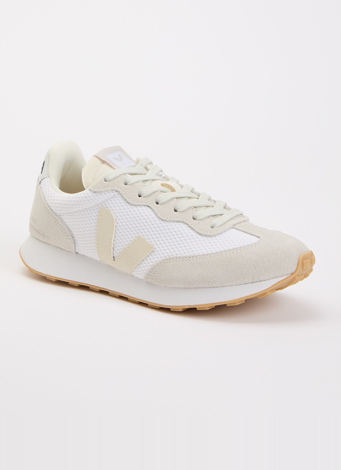 Veja Rio Branco II sneaker met suède details - voorkant 5 wit