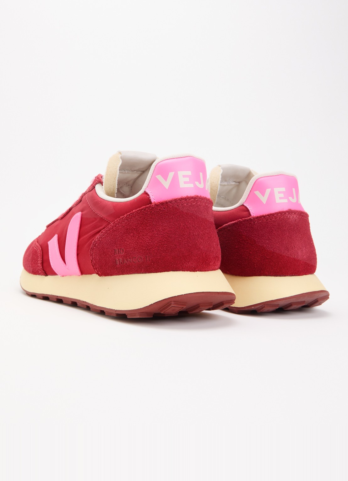 Veja Rio Branco II sneaker met suède details - achterkant 2 rood