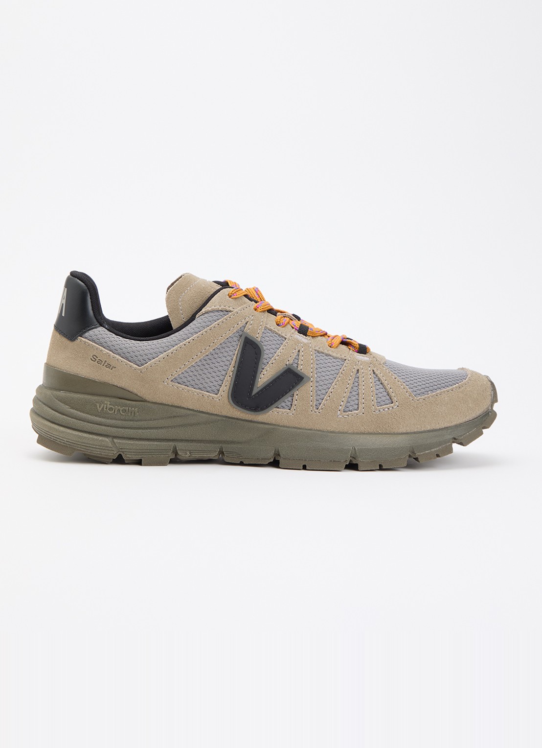 Veja Salar Alveomesh sneaker met suède details - voorkant 4 khaki