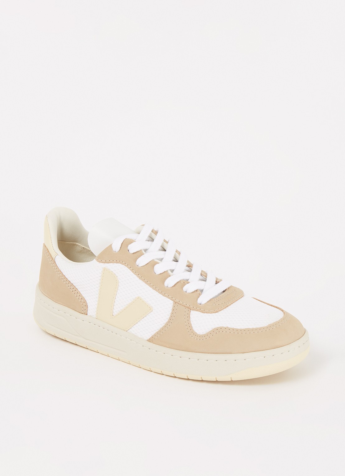 Veja V-10 sneaker met suède details - voorkant 5 beige