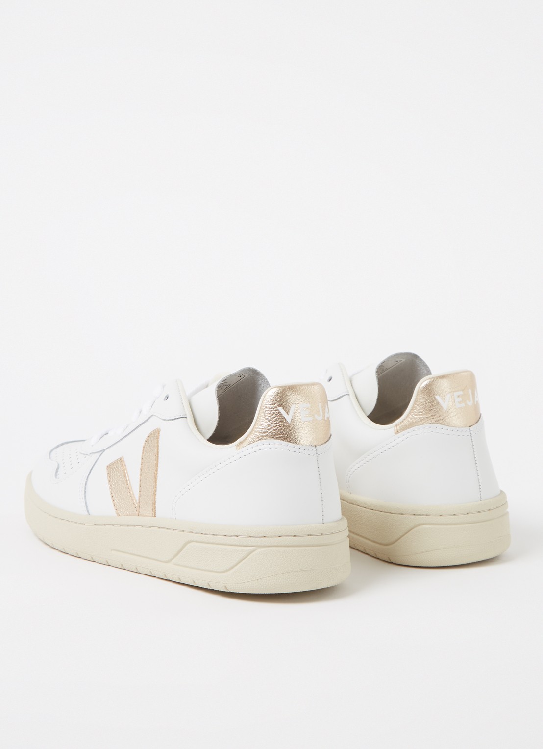 Veja V-10 sneaker met suède details - detail 3 wit