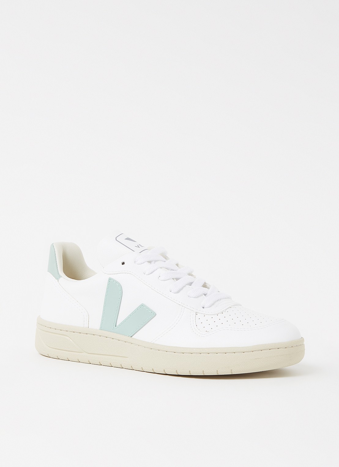 Veja V-10 sneaker met suède details - voorkant lindegroen