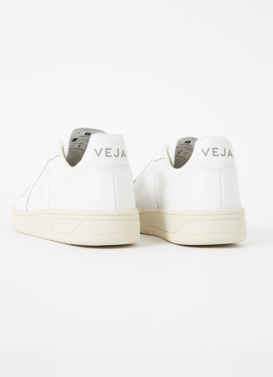 Veja V-10 sneaker van leer met logo  - detail 2 gebroken wit
