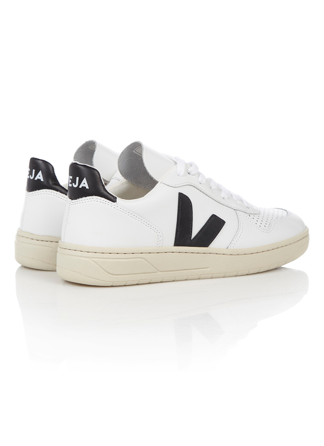 Veja V-10 sneaker van leer - detail 2 wit