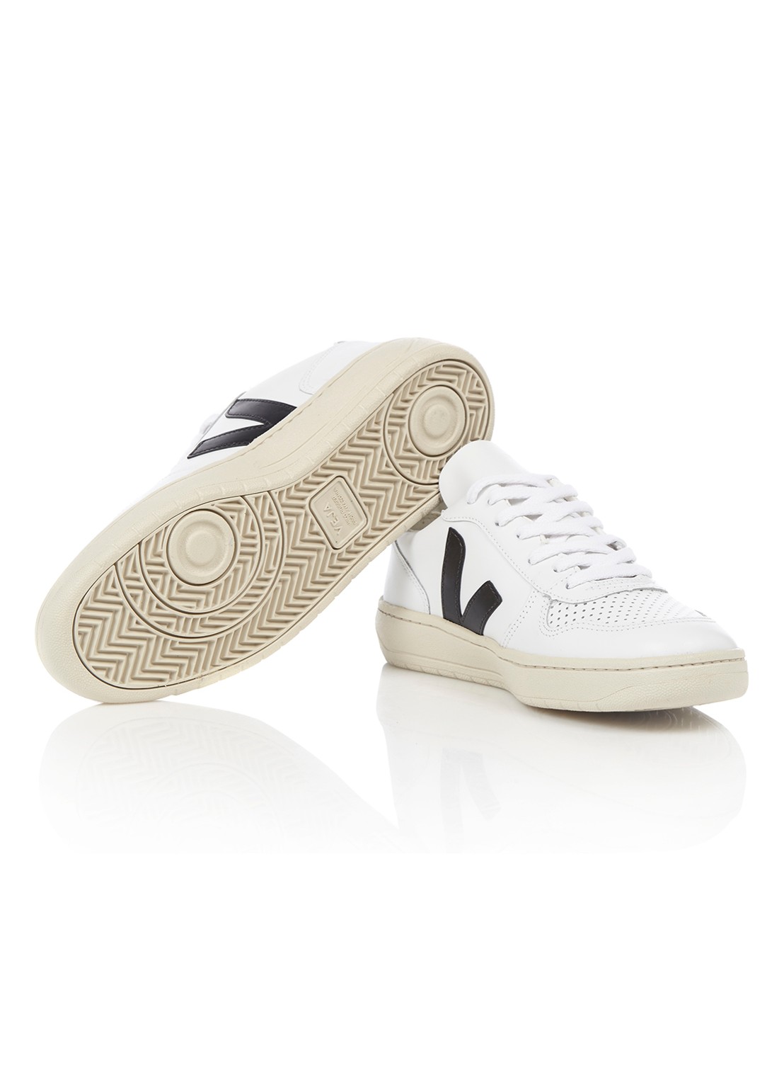Veja V-10 sneaker van leer - detail 3 wit