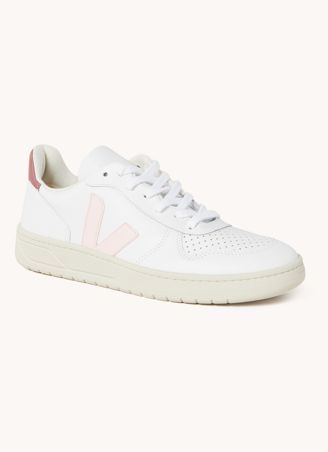 Veja V-10 sneaker van leer - voorkant 4 melk