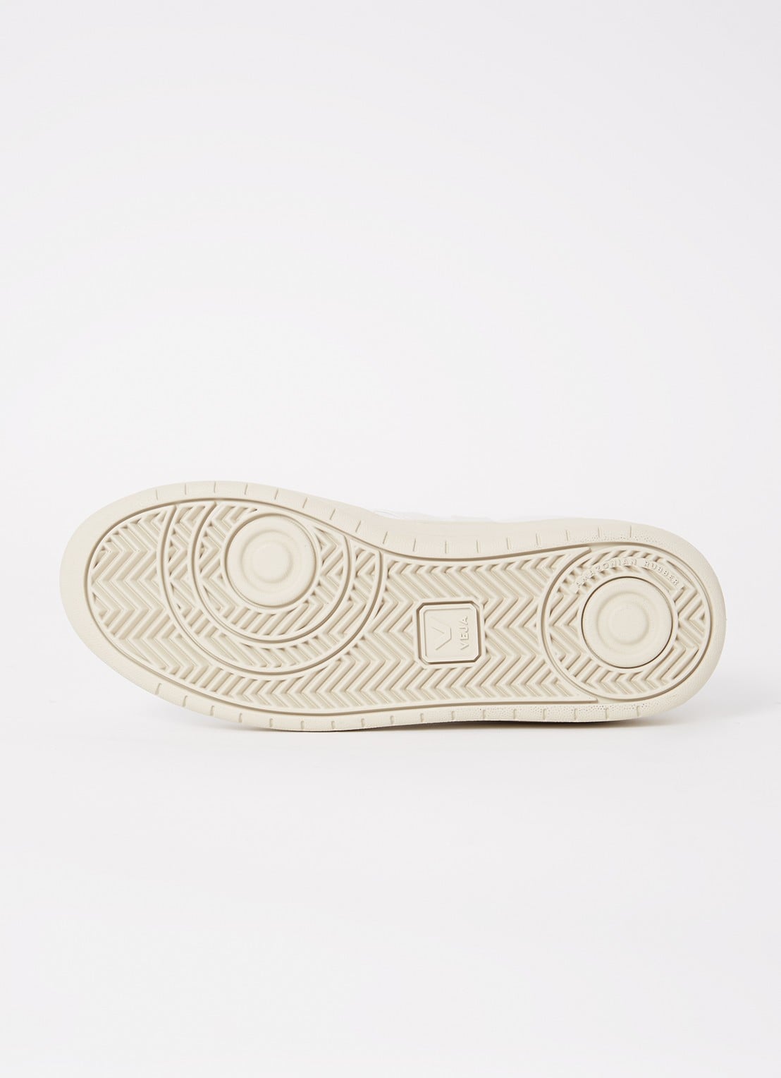 Veja V-12 sneaker van leer met suède details - detail 4 ivoor