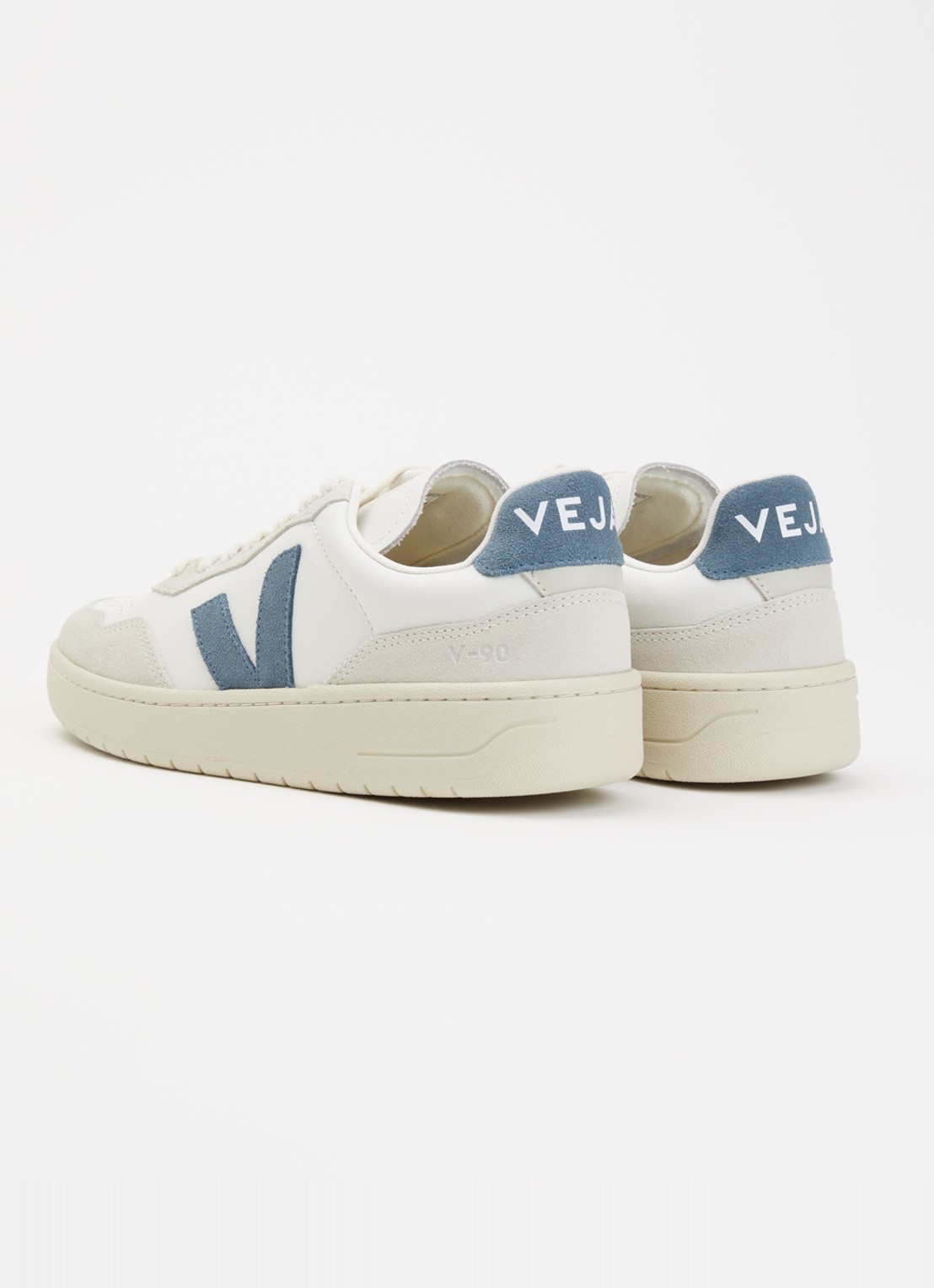 Veja V-90 sneaker van leer met logo - achterkant 6 indigo