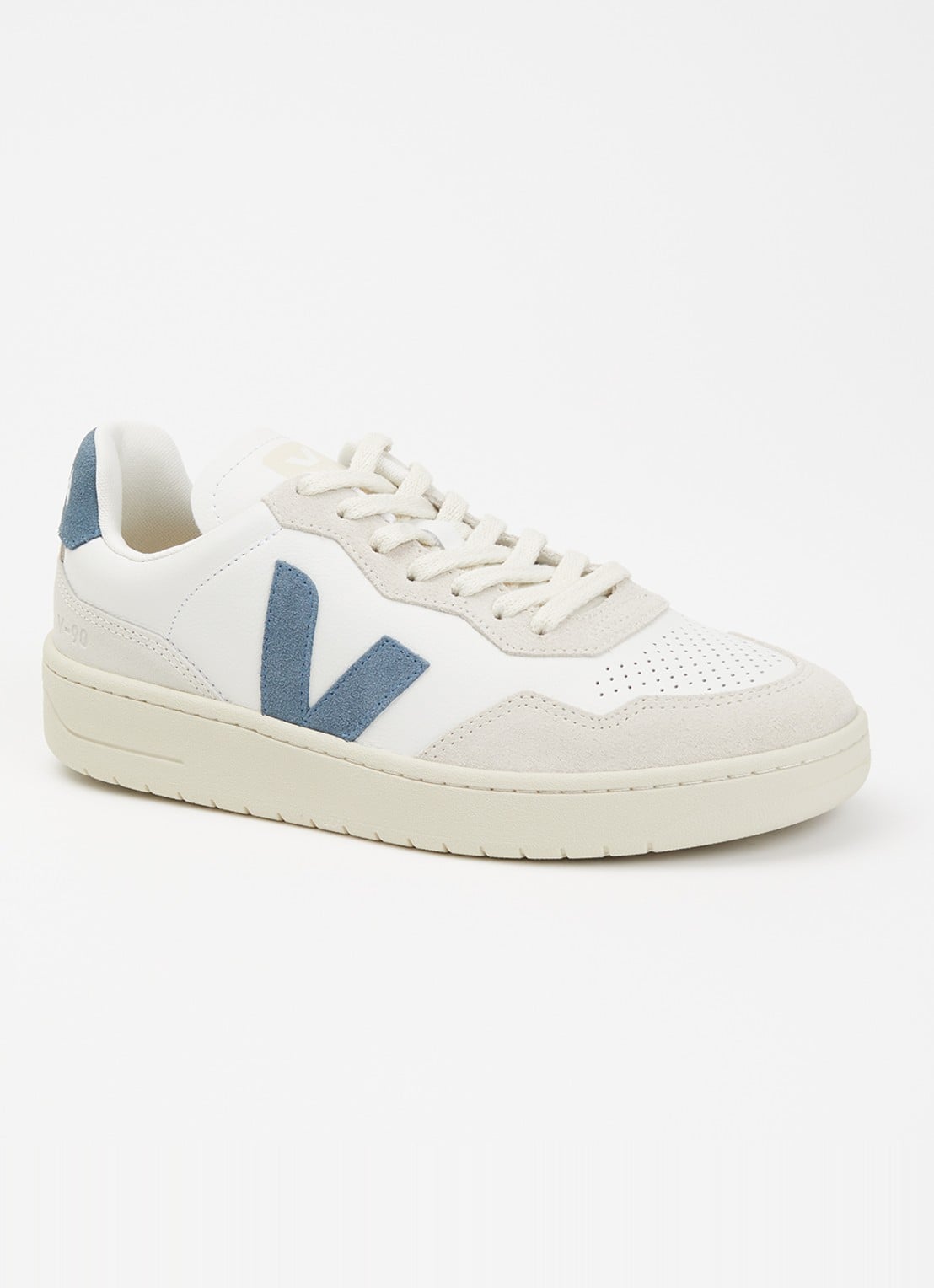 Veja V-90 sneaker van leer met logo - voorkant 9 indigo