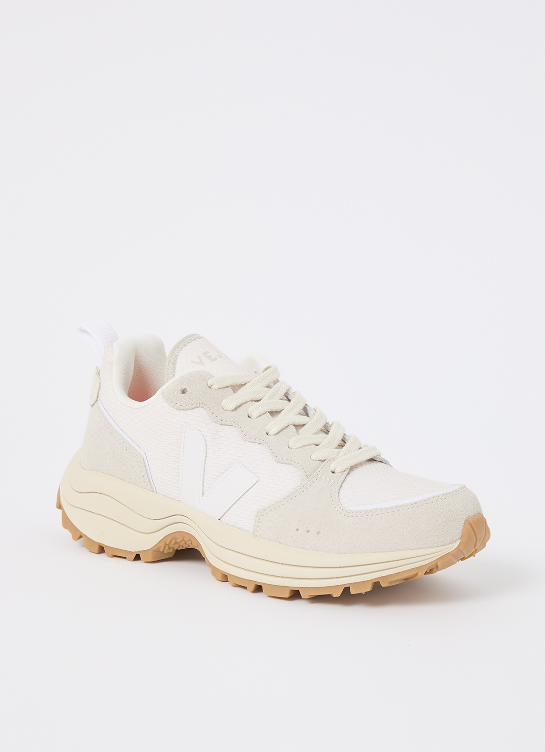 Veja Venturi van mesh met suède details - voorkant 5 lichtgrijs