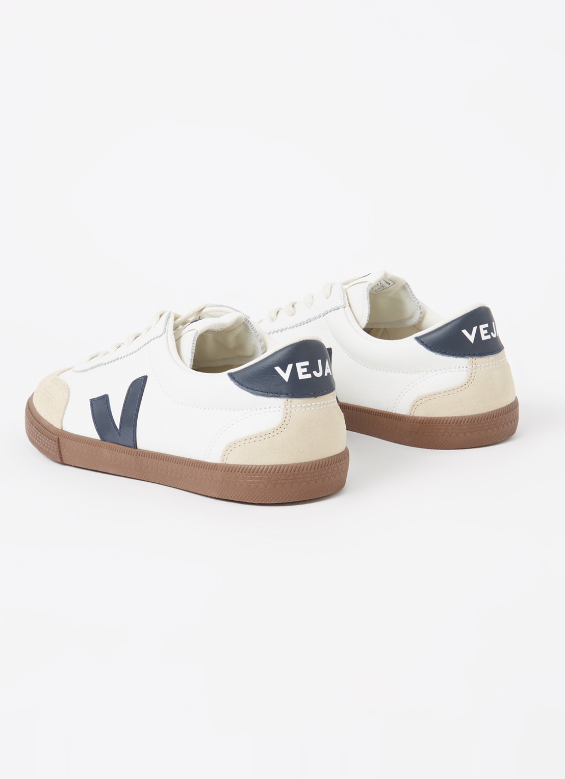 Veja Volley sneaker van leer met suède details - achterkant 3 gebroken wit