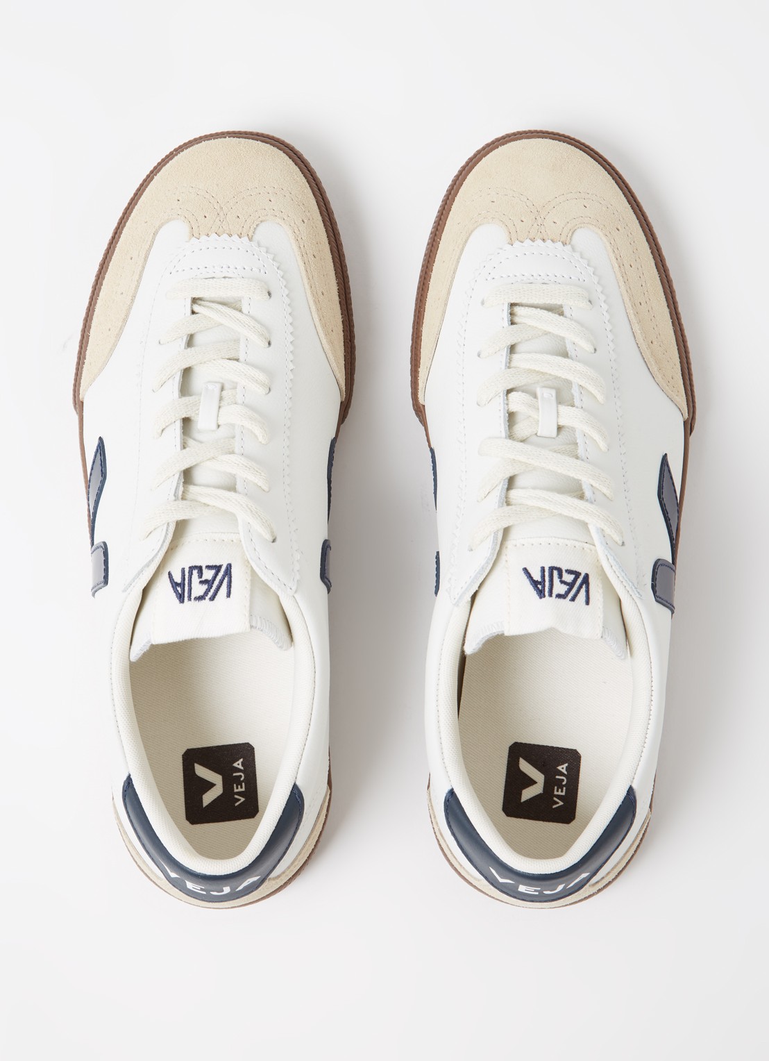 Veja Volley sneaker van leer met suède details - detail 5 gebroken wit