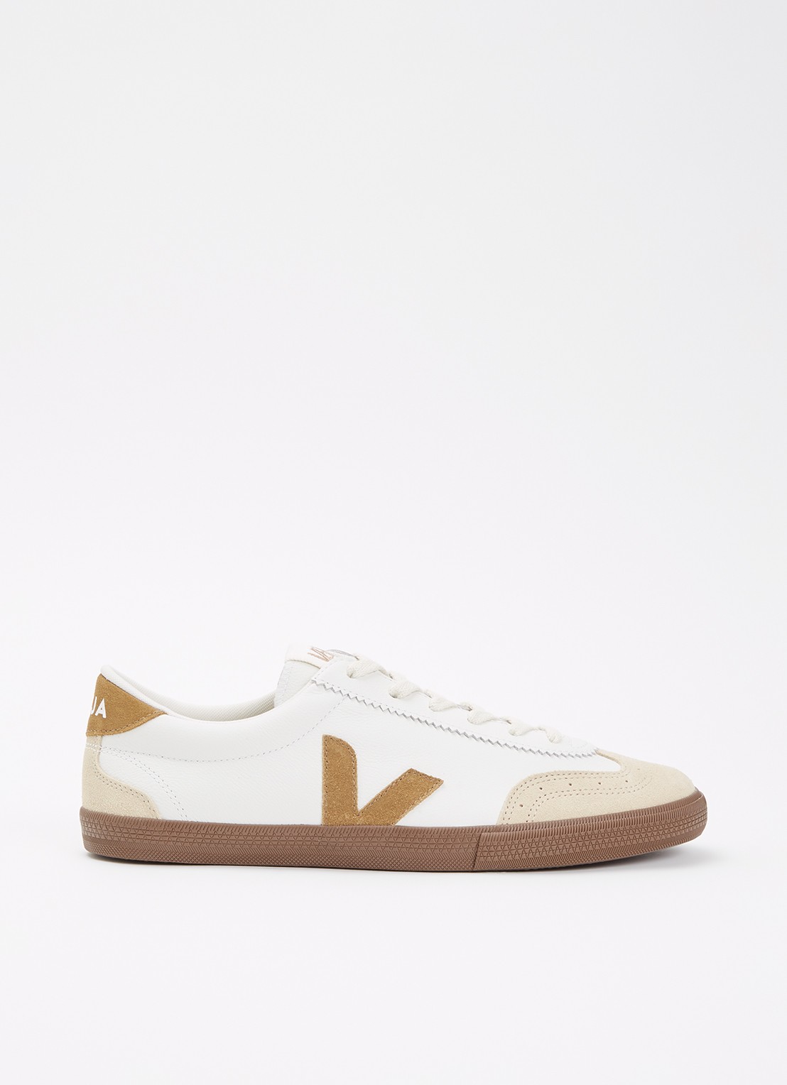 Veja Volley sneaker van leer met suède details - voorkant 5 beige