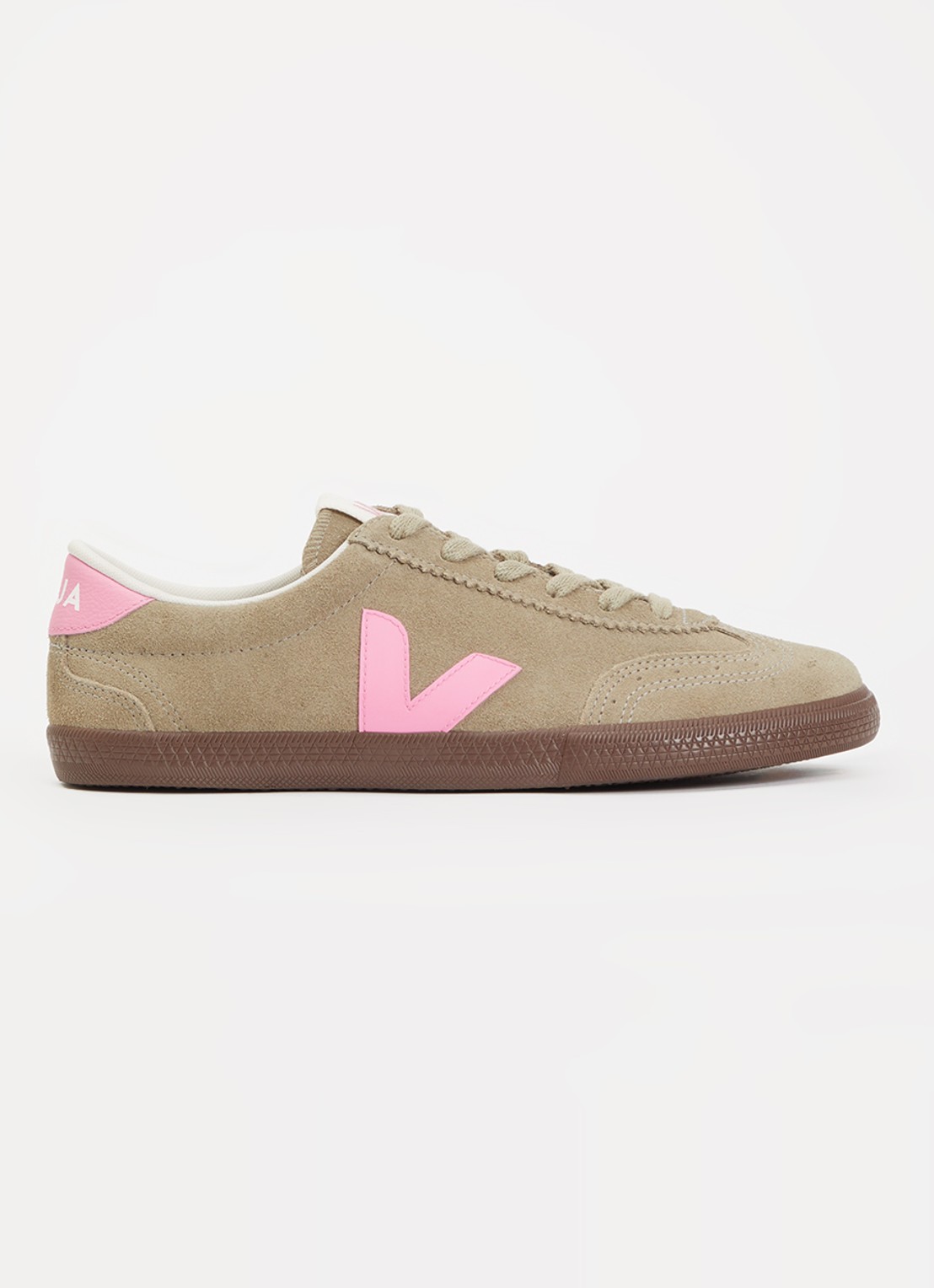 Veja Volley sneaker van leer suède - voorkant 5 lichtbruin