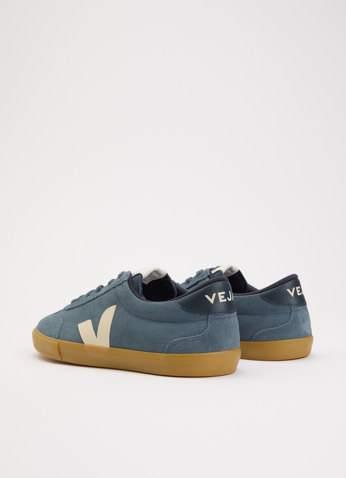 Veja Volley sneaker van suède - achterkant 4 staalblauw