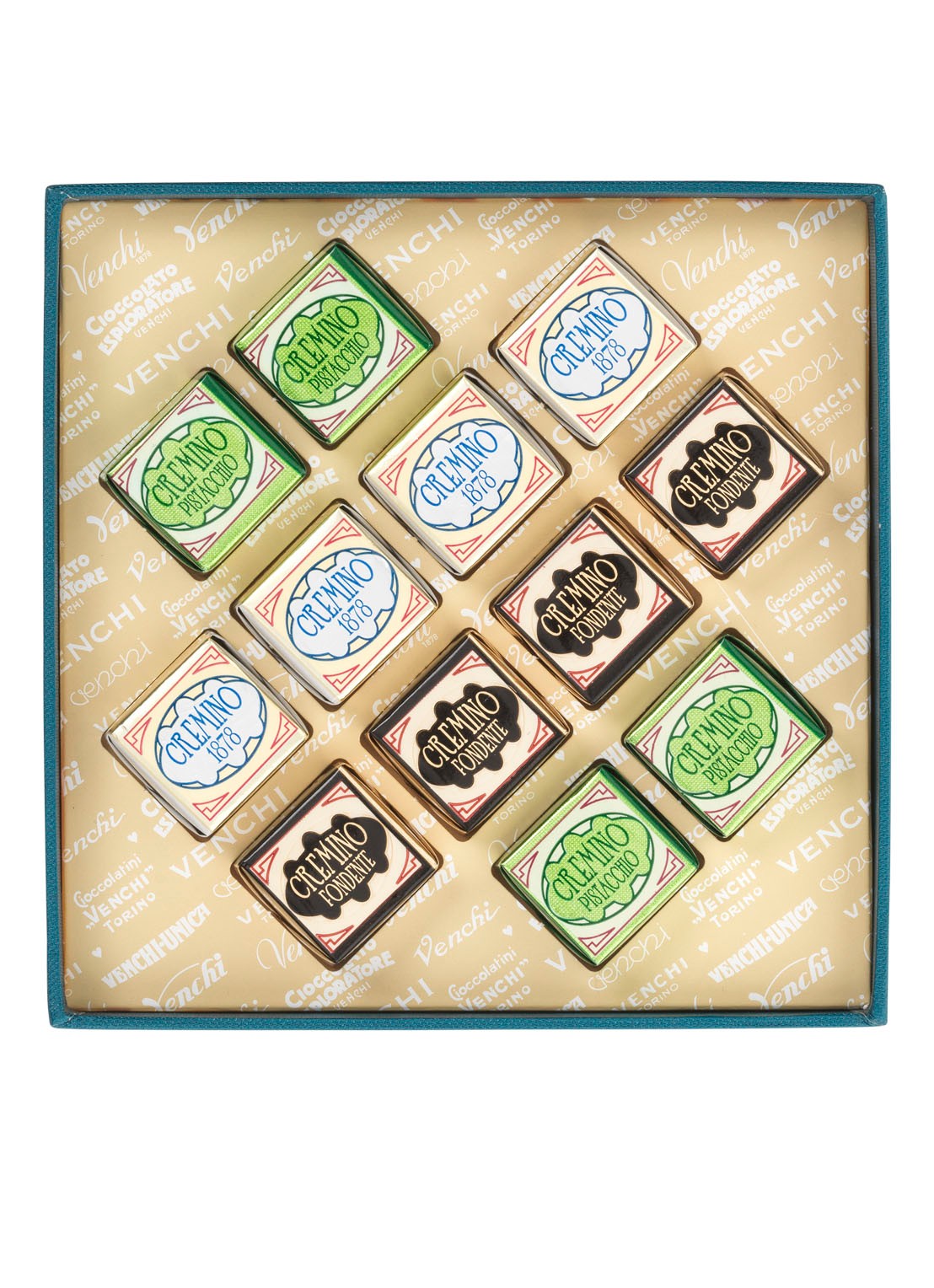 Venchi Chocolade Murrine Cremini giftbox 127 gram - achterkant 2 multicolor