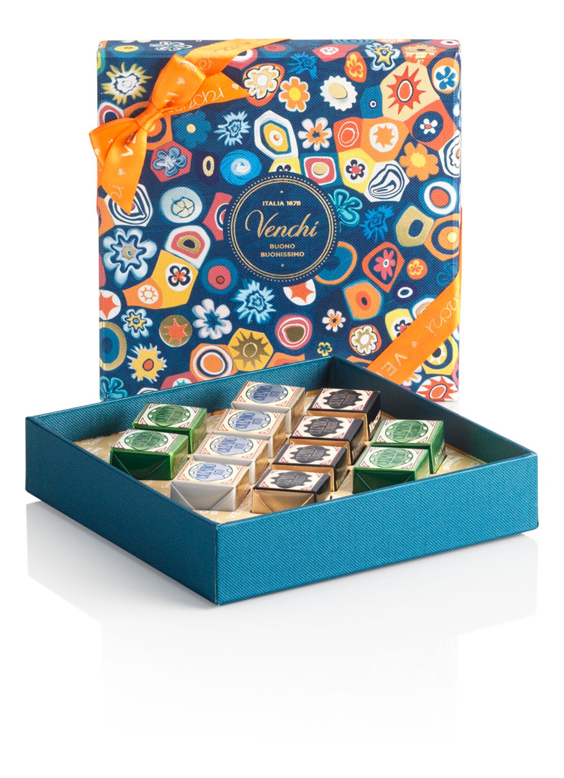 Venchi Chocolade Murrine Cremini giftbox 127 gram - voorkant 3 multicolor