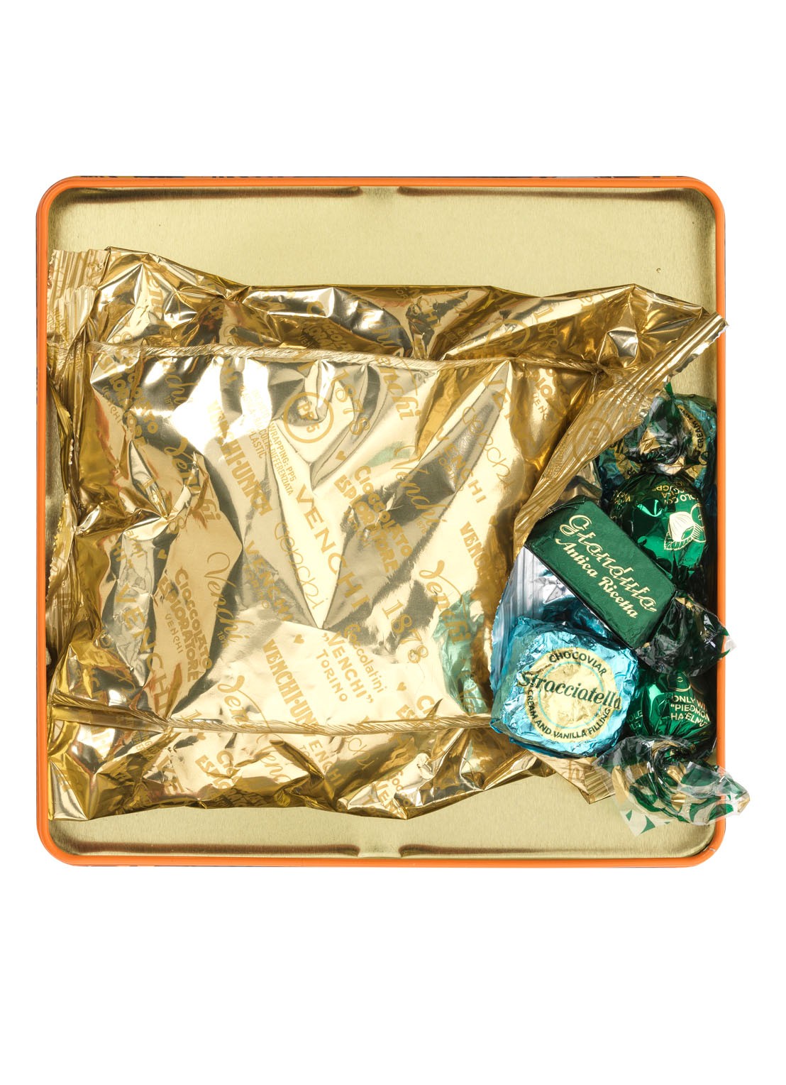 Venchi Chocolade Murrine giftbox 300 gram - achterkant 2 multicolor