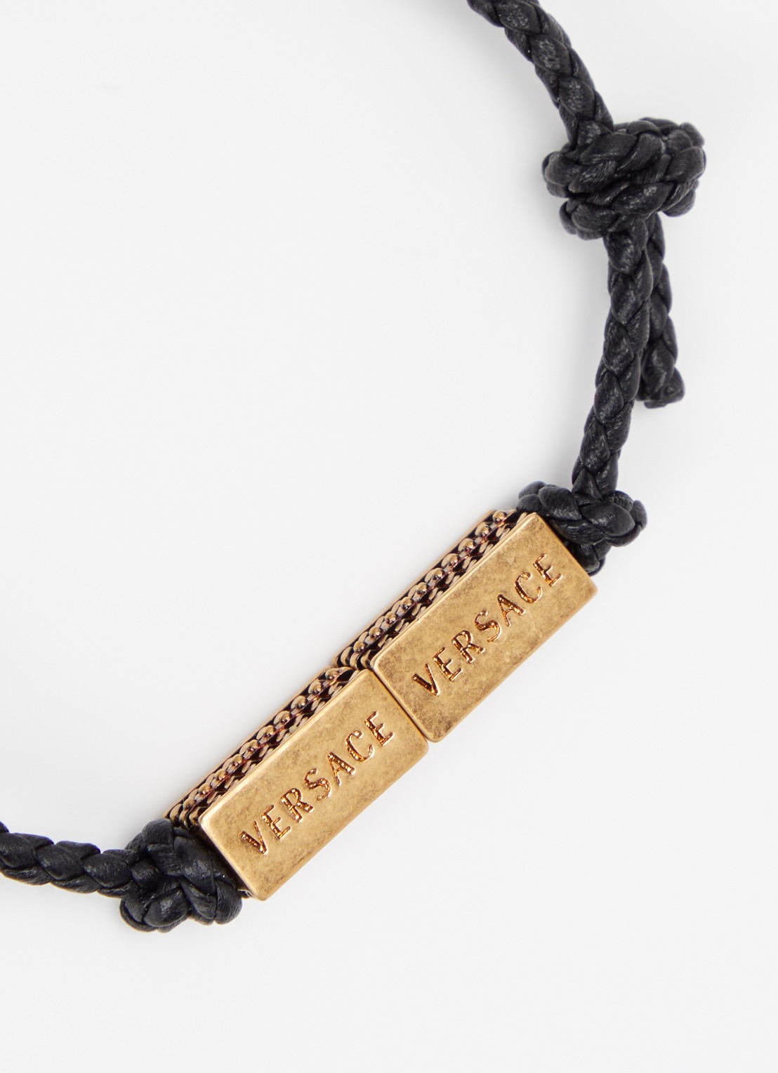 Versace Armband van leer - detail 2 zwart