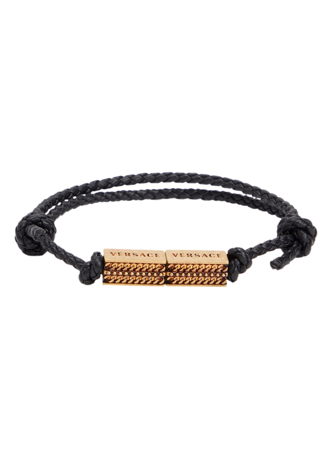 Versace Armband van leer - voorkant zwart