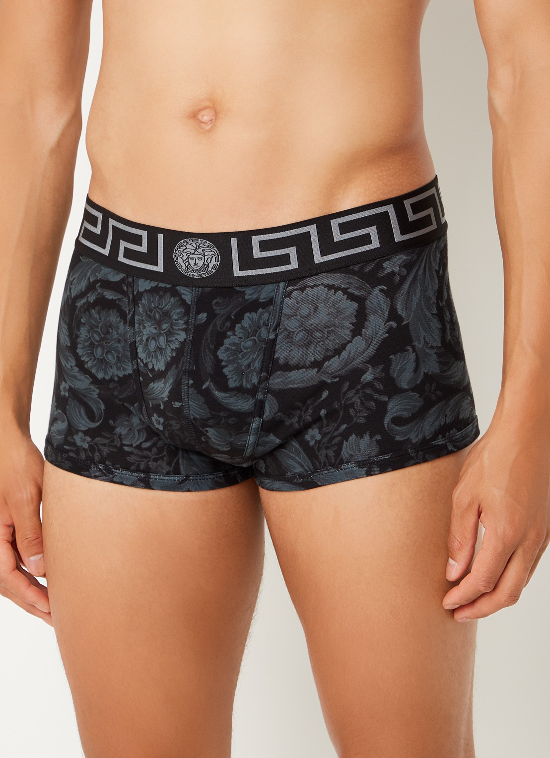 Versace Boxershort met logoband en print - detail 2 zwart