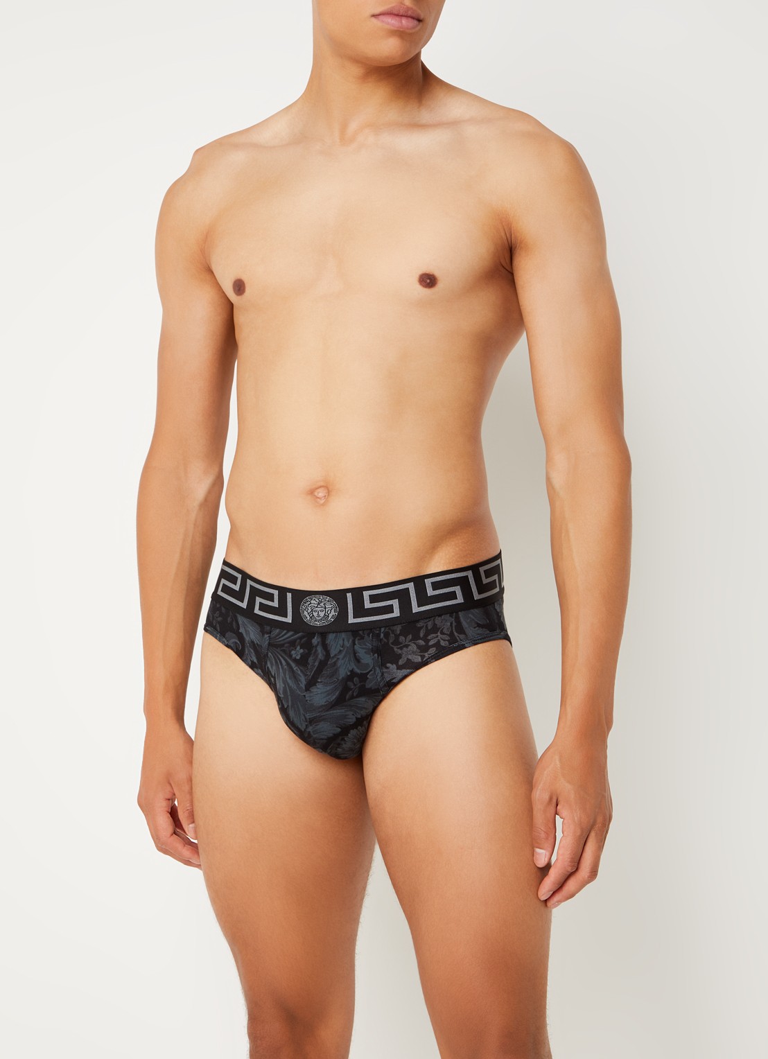 Versace Boxershort met logoband en print - voorkant 4 zwart