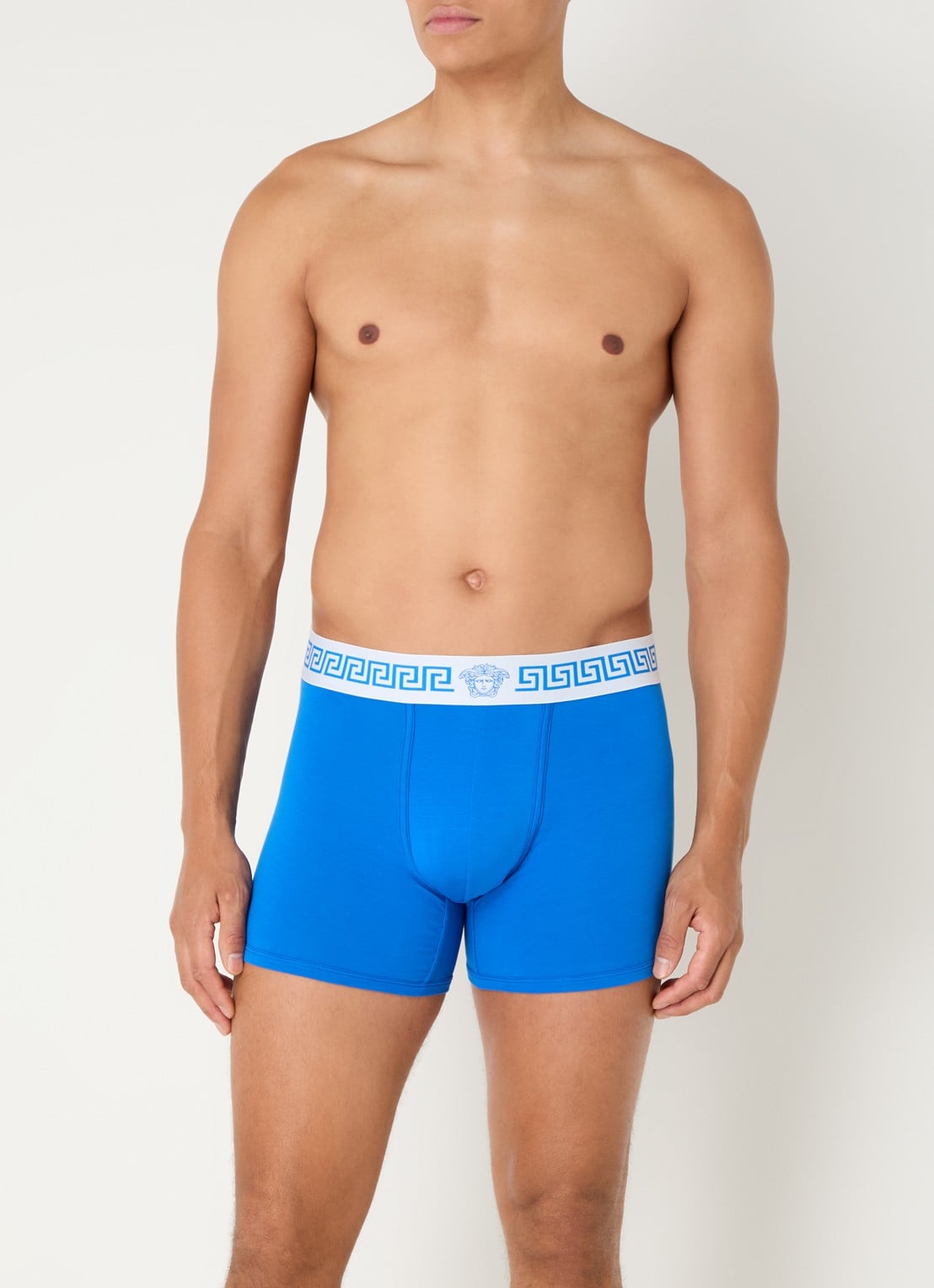 Versace Boxershort van katoen met logoband - detail 4 blauw