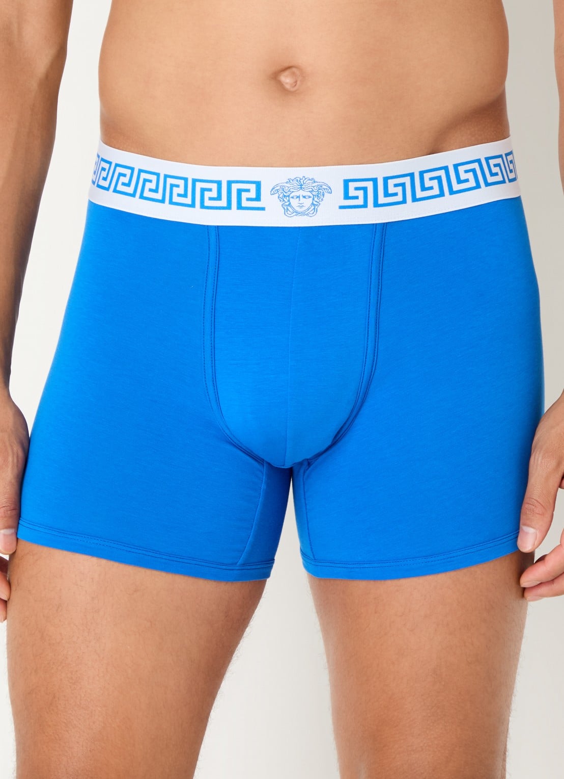 Versace Boxershort van katoen met logoband - voorkant 2 blauw