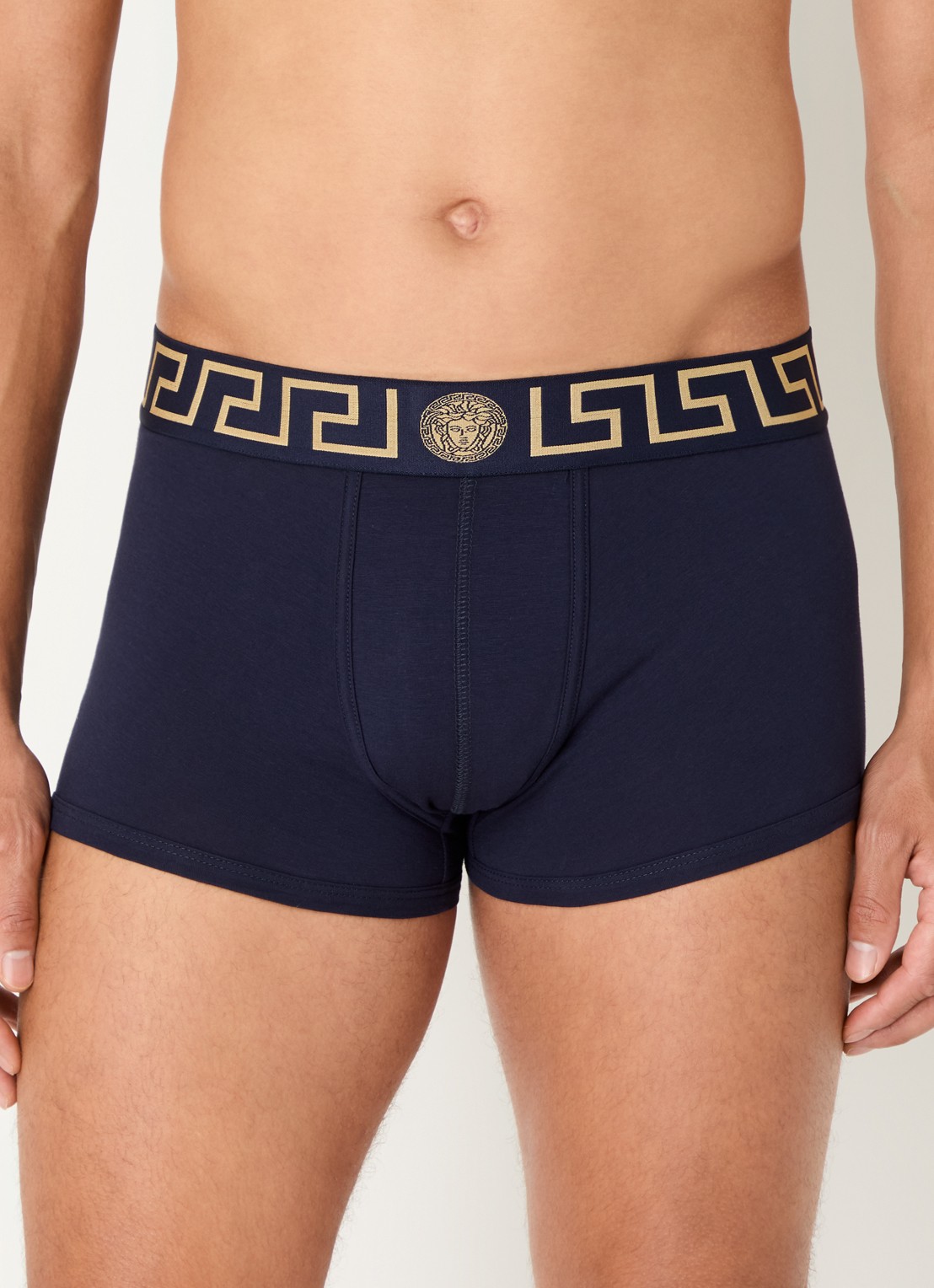 Versace Boxershorts met logoband - voorkant 3 donkerblauw