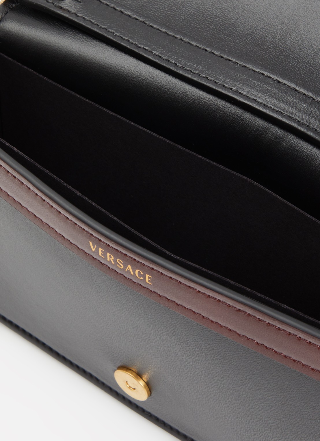 Versace Emblème clutch van lamsleer met afneembare schouderriem - detail zwart