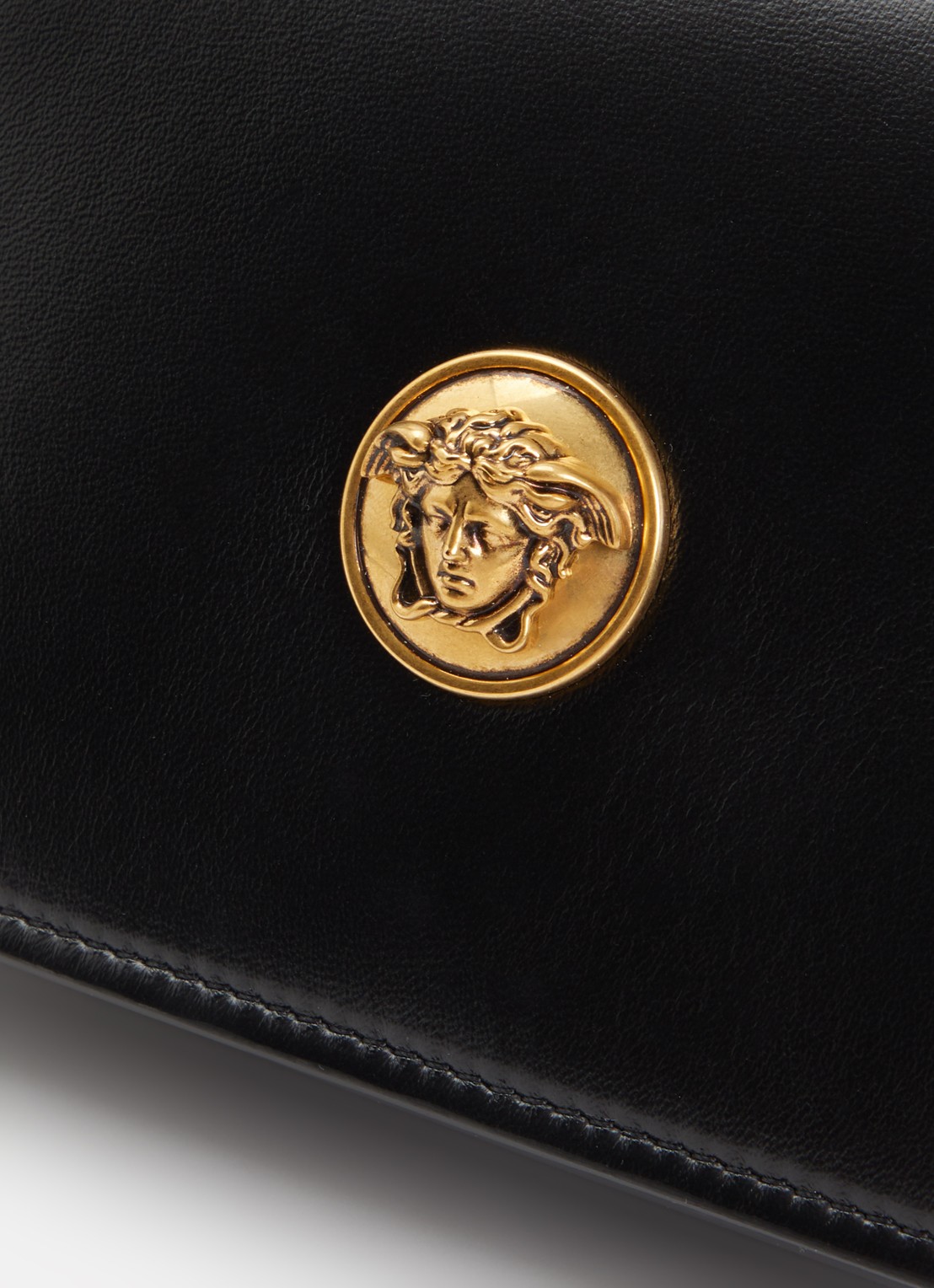 Versace Emblème clutch van lamsleer met afneembare schouderriem - detail 3 zwart
