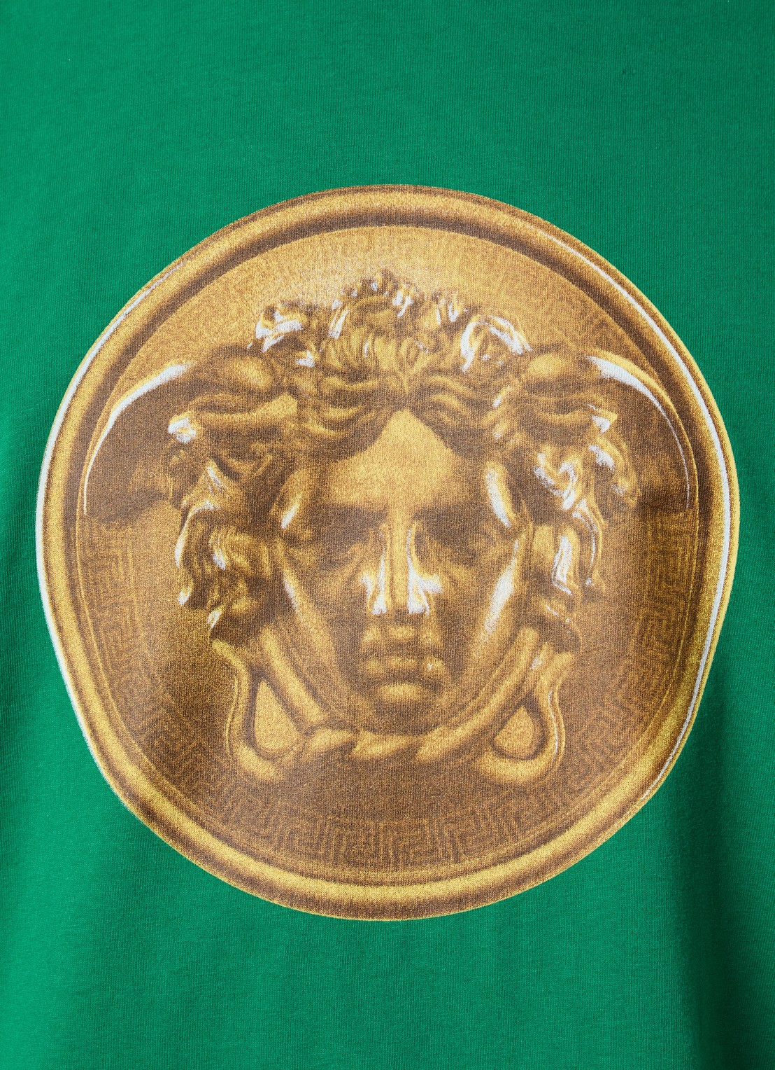 Versace Gold Coin T-shirt met logoprint - detail 4 donkergroen