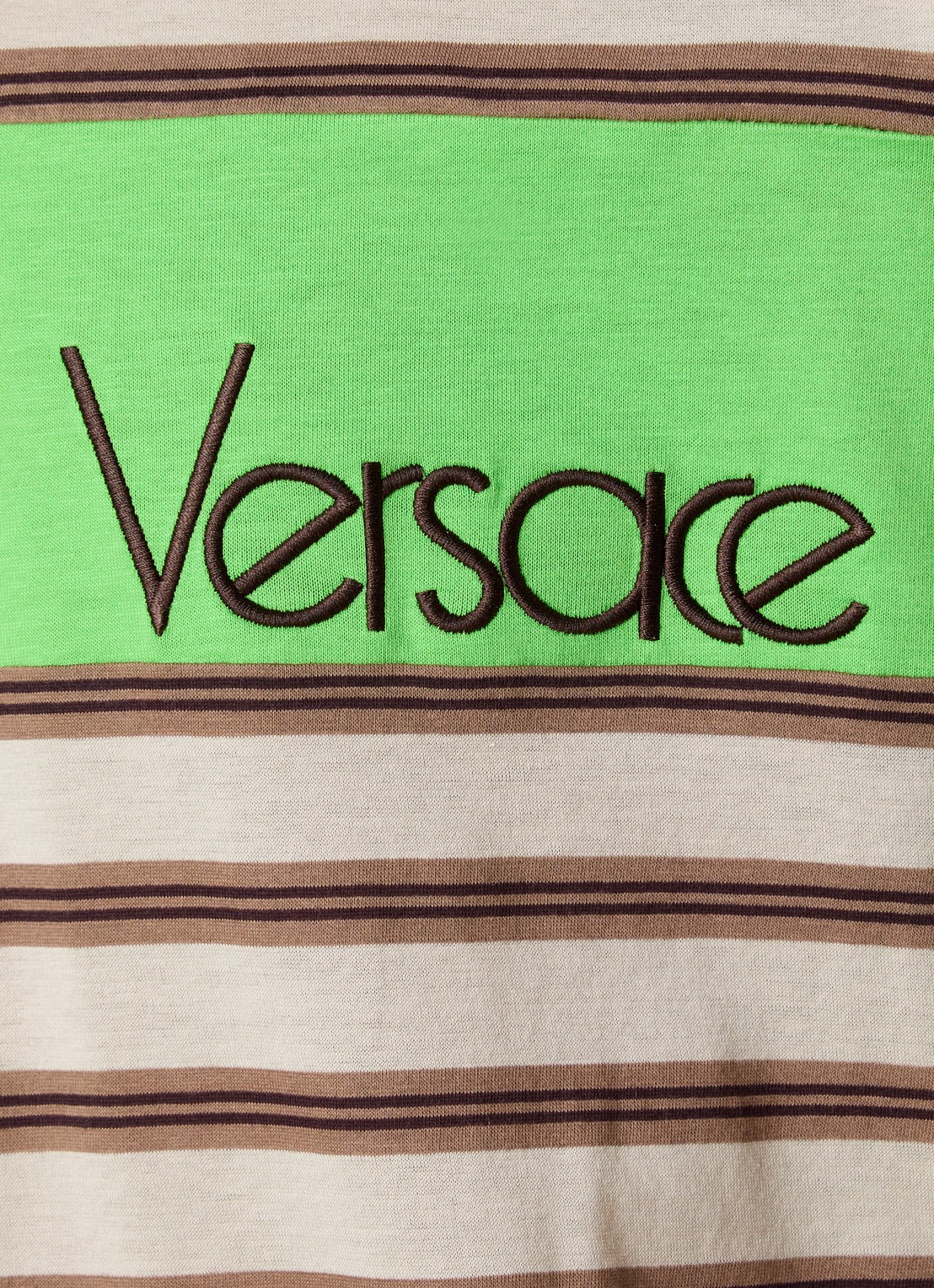 Versace Intarsia regular fit polo met logoborduring - detail 2 zand