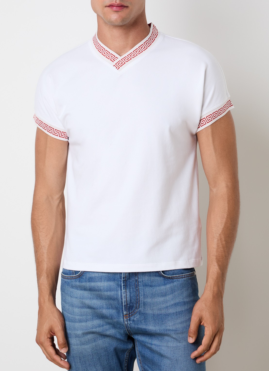 Versace Medusa Grace T-shirt met V-hals - detail wit