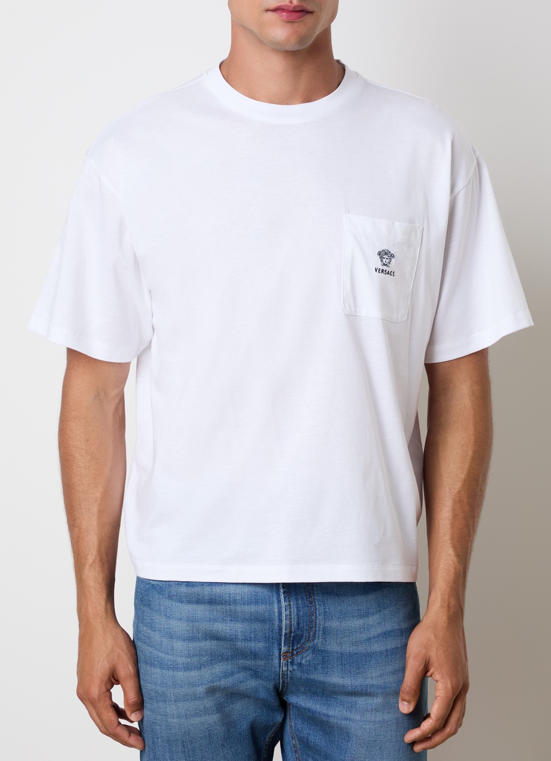 Versace Medusa T-shirt met logoborduring - detail 2 wit