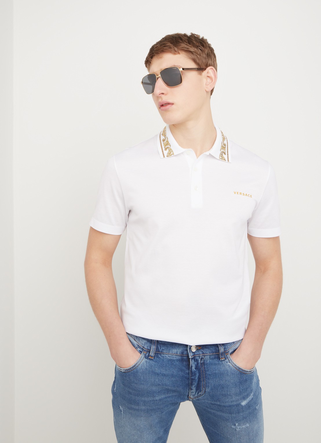 Versace Piloten zonnebril gepolariseerd VE2174 - voorkant 4 goud