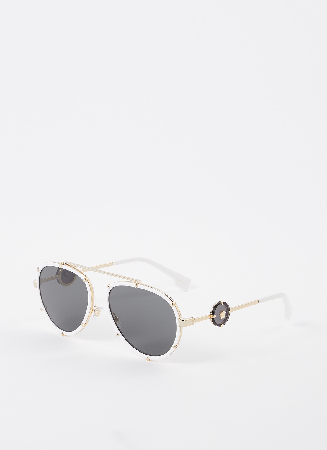 Versace Piloten zonnebril met brillenkoord VE2232  - voorkant 5 wit