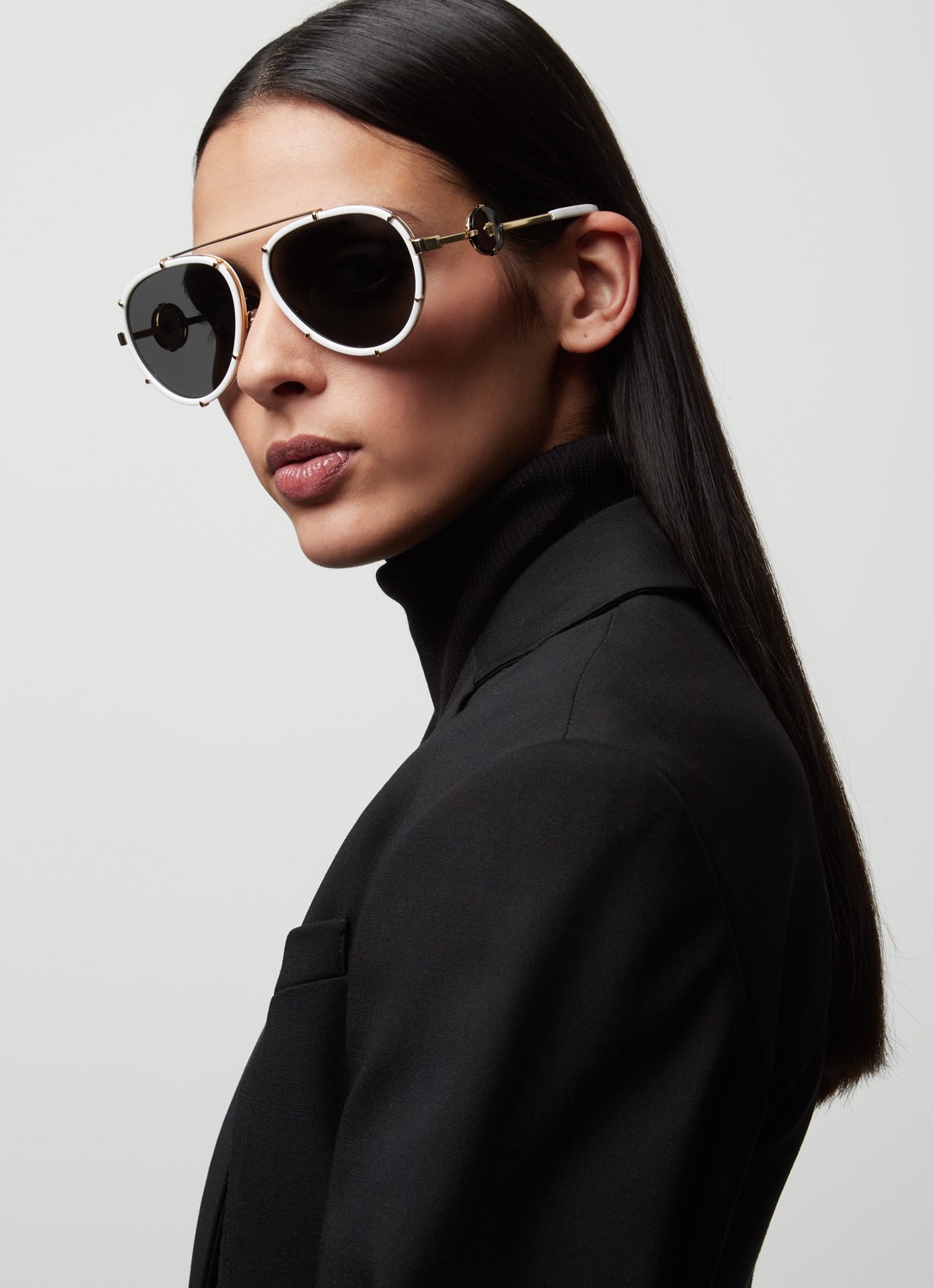 Versace Piloten zonnebril met brillenkoord VE2232  - voorkant 6 wit