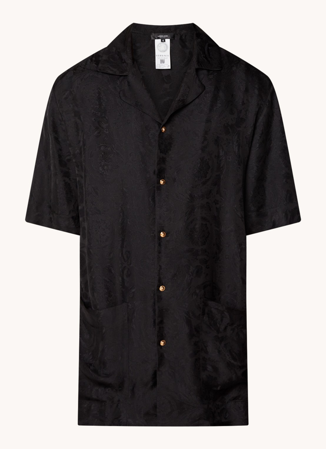 Versace Pyjamatop met jacquard dessin en opgestikte zakken - voorkant 2 zwart