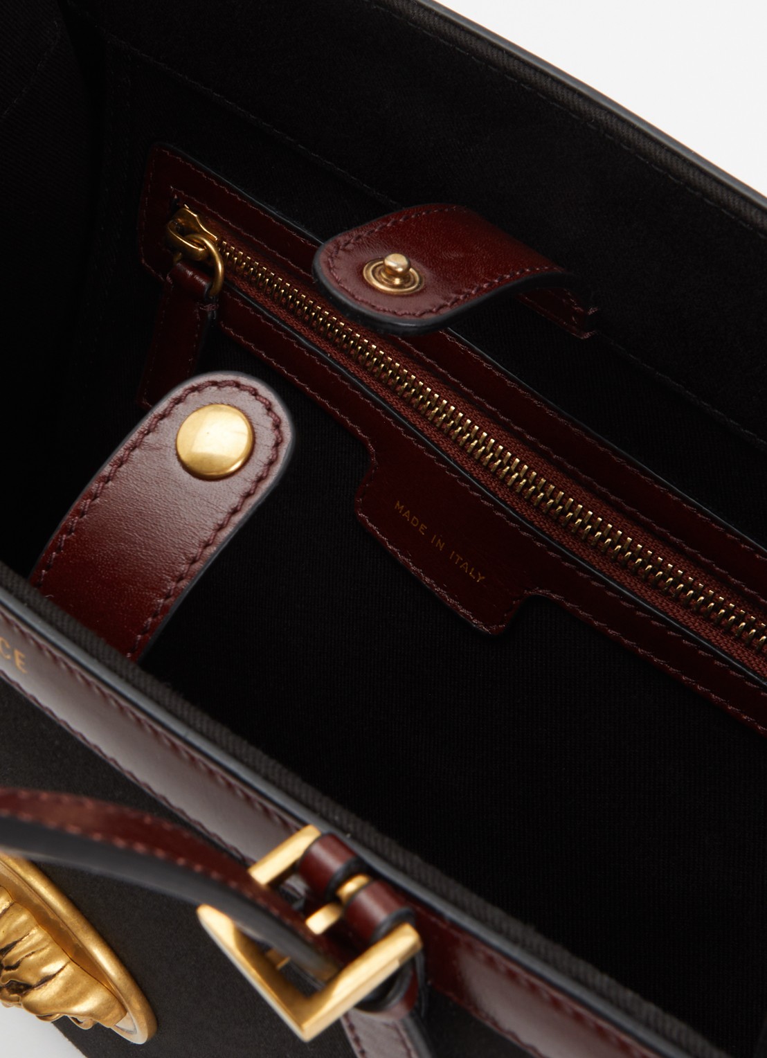 Versace Rivière Medium handtas met details van kalfsleer en verstelbare schouderriem - detail 2 zwart