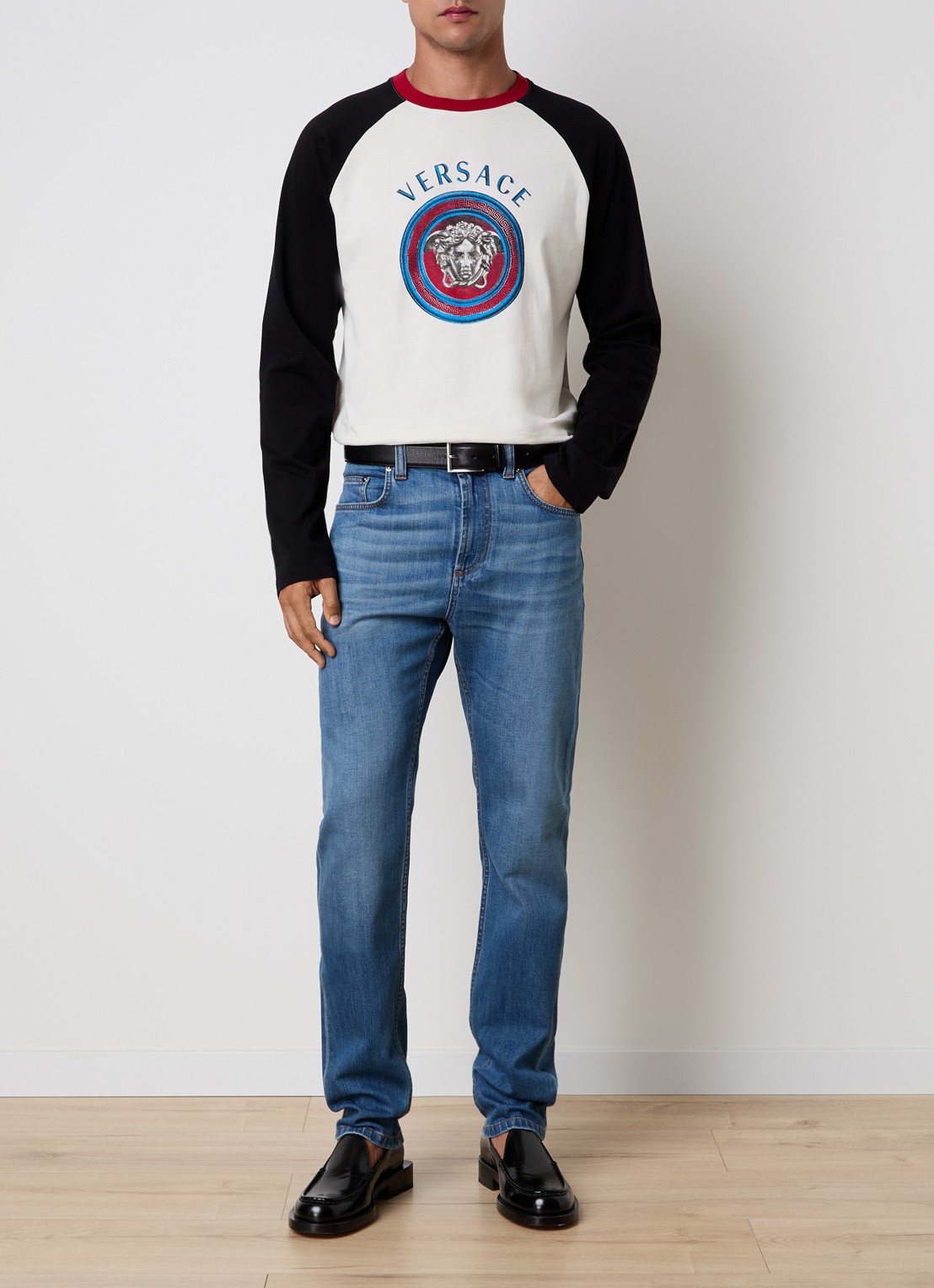 Versace Straight leg jeans met lichte wassing - voorkant 2 indigo