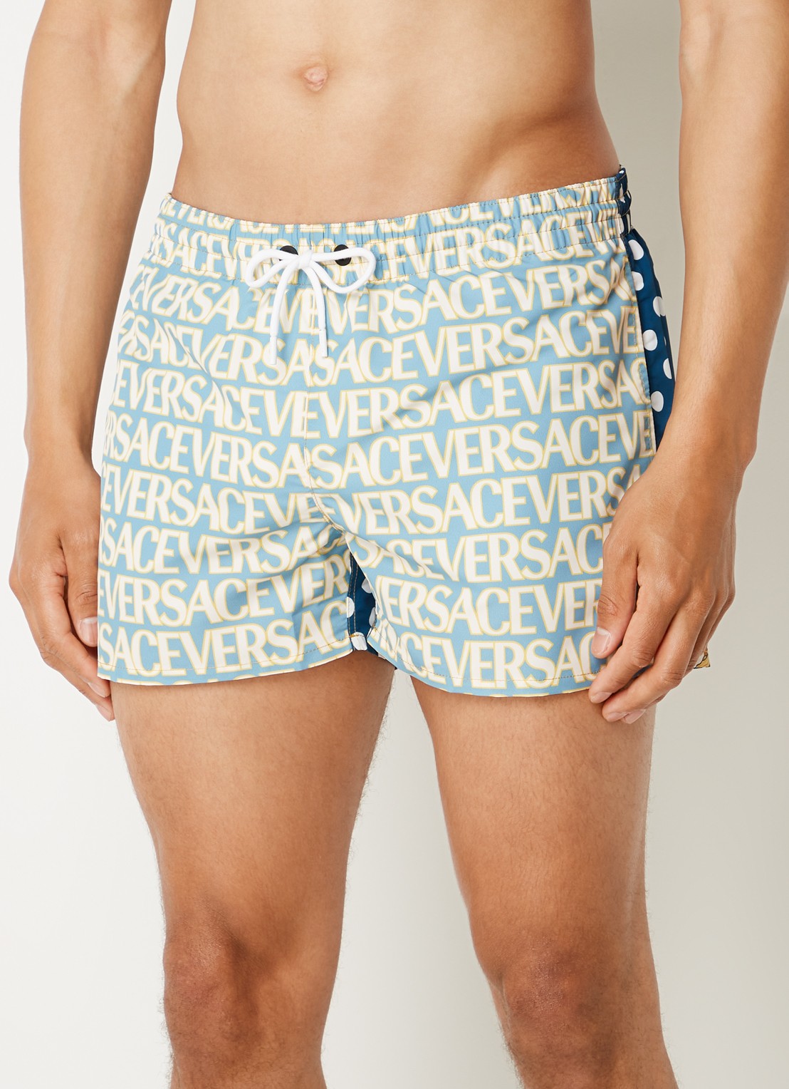 Versace Zwemshorts met logoprint en steekzakken - detail blauw