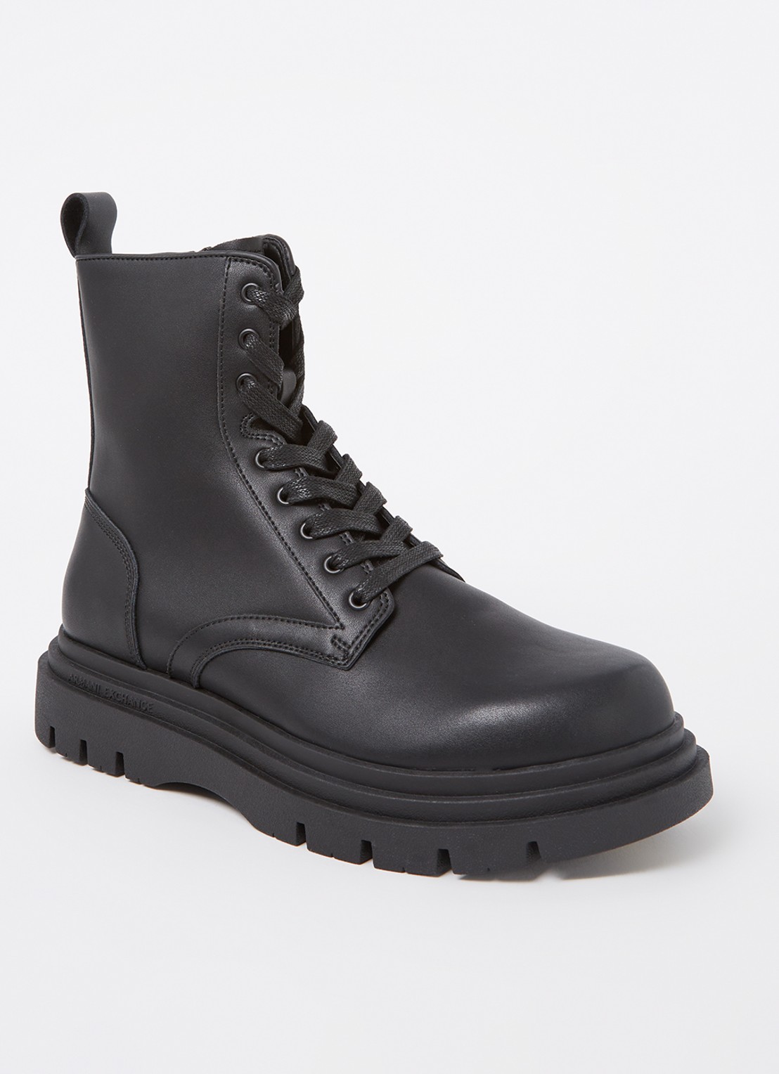 Veterboot van leer - voorkant 4 zwart
