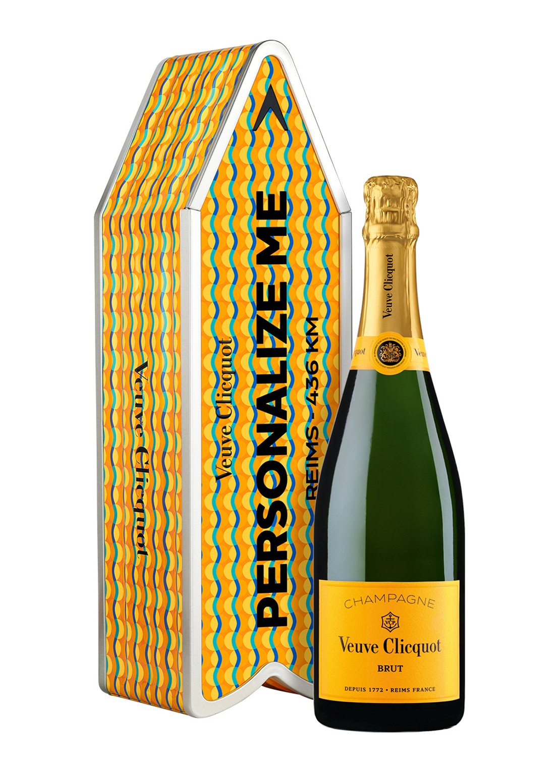 Veuve Clicquot Arrow Capsule Brut (pattern 1) champagne 750 ml - voorkant beige