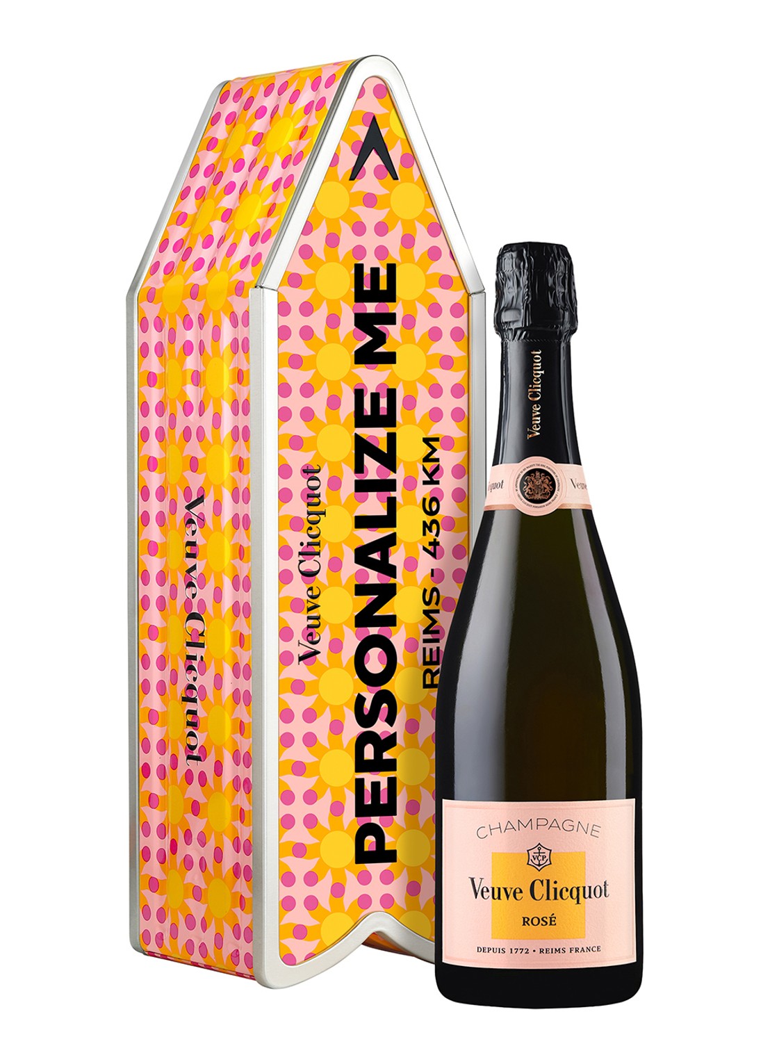 Veuve Clicquot Arrow Capsule Rosé (pattern 3) champagne 750 ml - voorkant beige